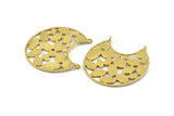 Brass Ethnic Pendant, Raw Brass Semi Circle Pendants with 2 Loops (36x35x1mm) N1104