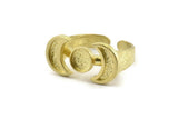Brass Ring Settings, Raw Brass Moon And Planet Ring With 1 Stone Setting - Pad Size 6mm N1108