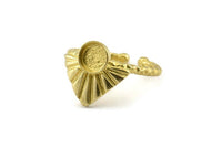 Brass Ring Settings, Raw Brass Drop Ring With 1 Stone Setting - Pad Size 6mm N1112