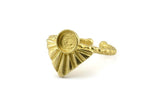 Brass Ring Settings, Raw Brass Drop Ring With 1 Stone Setting - Pad Size 6mm N1112