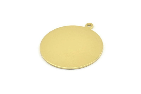 Brass Round Charm, 8 Raw Brass Round Charms With 1 Loop, Blanks (25x28x0.80mm) M462