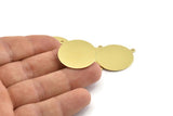 Brass Round Charm, 8 Raw Brass Round Charms With 1 Loop, Blanks (25x28x0.80mm) M462