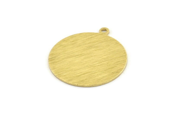 Brass Round Charm, 6 Textured Raw Brass Round Charms With 1 Loop, Blanks (25x28x0.80mm) M461