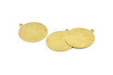 Brass Round Charm, 6 Textured Raw Brass Round Charms With 1 Loop, Blanks (25x28x0.80mm) M461