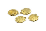 Brass Shell Charm, Raw Brass Sea Shell Charm With 1 Loop, Pendants, Earrings, Findings (15x17mm) N0898
