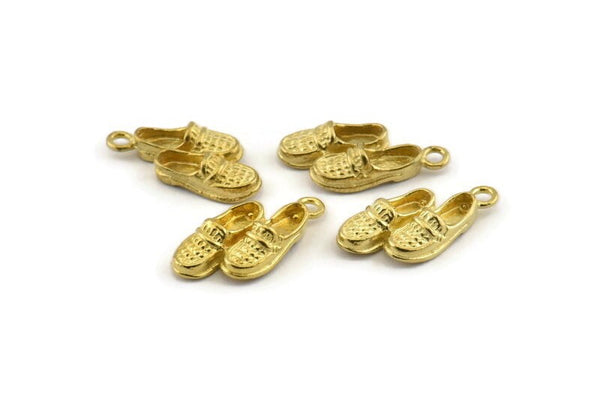 Brass Shoe Charm, Raw Brass Shoe Charm Earrings With 1 Loop, Pendants, Findings (18x8mm) N0893