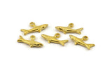 Brass Shark Charm, Raw Brass Fish Charm Earrings With 1 Loop, Pendants, Findings (19x10mm) N0894