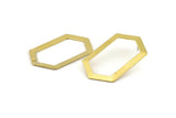 Brass Hexagon Earring, 2 Raw Brass Hexagon Stud Earrings (54x32x1mm) D0508 N0902