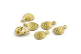 Brass Shell Charm, 6 Raw Brass Sea Shell Charm With 1 Loop, Pendants, Earrings, Findings (16x12mm) N0904