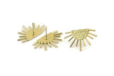 Brass Sun Earring, 2 Raw Brass Sunshine Stud Earrings (29x17mm) N0903
