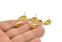 Brass Shell Earring, Raw Brass Cowrie Shell Stud Earrings With 1 Loop, Findings (16x9mm) N0909