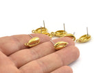 Brass Shell Earring, Raw Brass Cowrie Shell Stud Earrings With 1 Loop, Findings (16x9mm) N0909