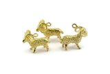 Brass Aries Charm, Raw Brass Aries Charm Earrings With 1 Loop, Pendants, Findings (19x16mm) N0901