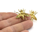 Brass Bug Earring, 2 Raw Brass Bug Fly Insect Stud Earrings (23x26mm) N0917