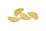 Semi Circle Charm, Hammered Raw Brass Semi Circle Charms With 2 Holes, Pendants, Findings (21.5x11x1mm) N0926