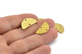 Semi Circle Charm, Hammered Raw Brass Semi Circle Charms With 2 Holes, Pendants, Findings (21.5x11x1mm) N0926