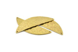 Brass Semi Circle, Hammered Raw Brass Half Moon Blanks With 2 Holes, Charms, Findings (51x16x1mm) N0920
