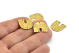 Brass Geometric Charm, Hammered Raw Brass U Shaped Pendants With 3 Holes, Charms, Findings (18x17x1mm) N0924