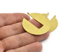 Brass Geometric Pendant, Raw Brass Geometric Pendants With 2 Loops, Findings (38x36x0.80mm) N0927