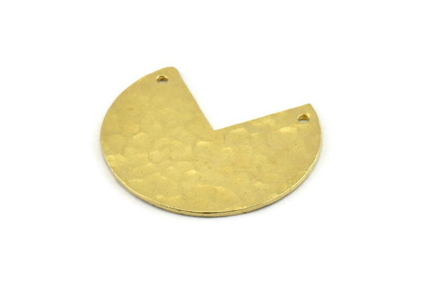 Pirinç Geometrik Charm, 2 Delikli Çekiçle İşlenmiş Ham Pirinç Damgalı Boş Charmlar, Kolye ve Bulgular (30x26x1mm) N0928