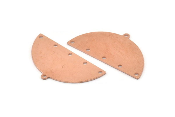 Yarım Daire Charm, 6 Delikli, Boşluklu, Bağlantı Parçalı 6 Ham Bakır Yarım Ay Charm (38x20x0,80 mm) M421
