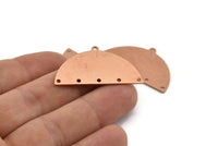 Yarım Daire Charm, 6 Delikli, Boşluklu, Bağlantı Parçalı 6 Ham Bakır Yarım Ay Charm (38x20x0,80 mm) M421