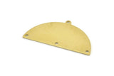 Semi Circle Charm, 8 Raw Brass Half Moon Charms With 4 Holes, Blanks, Stamping Blanks (38x20x0.80mm) M513