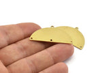 Semi Circle Charm, 8 Raw Brass Half Moon Charms With 4 Holes, Blanks, Stamping Blanks (38x20x0.80mm) M513