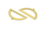 Semi Circle Charm, 8 Raw Brass Half Moon Charms With 1 Loop, Blanks, Stamping Blanks (38x20x0.80mm) M502