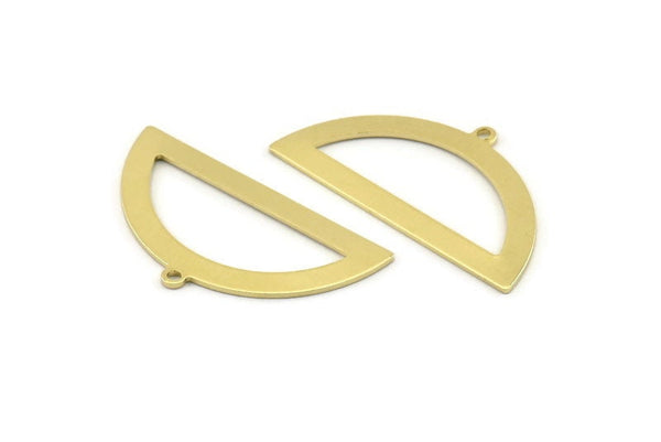 Semi Circle Charm, 8 Raw Brass Half Moon Charms With 1 Loop, Blanks, Stamping Blanks (38x20x0.80mm) M502