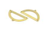 Semi Circle Charm, 8 Raw Brass Half Moon Charms With 3 Holes, Blanks, Connectors (38x20x0.80mm) M505