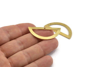 Semi Circle Charm, 8 Raw Brass Half Moon Charms With 1 Hole, Blanks, Stamping Blanks (38x17x0.80mm) M516