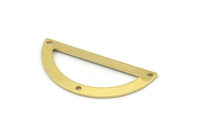 Semi Circle Charm, 8 Raw Brass Half Moon Charms With 3 Holes, Blanks, Connectors (38x17x0.80mm) M519
