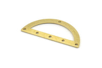 Semi Circle Charm, 8 Raw Brass Half Moon Charms With 6 Holes, Blanks, Connectors (38x17x0.80mm) M521