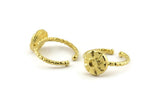 Brass Ring Settings, Raw Brass Flower Ring With 1 Stone Setting - Pad Size 3mm N1123