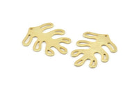 Gold Leaf Charm, 2 Textured Gold Plated Brass Leaf Charms With 1 Hole, Findings (32x25x0.80mm) M484