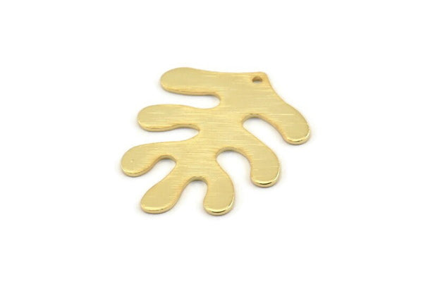 Gold Leaf Charm, 2 Textured Gold Plated Brass Leaf Charms With 1 Hole, Findings (32x25x0.80mm) M482
