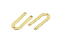 Gold U Shaped Charm, 4 Gold Plated Brass U Shaped Charms With 3 Holes, Connectors, Blanks (30x13x0.80mm) M166
