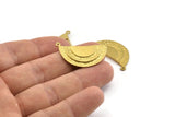 Brass Half Moon, 4 Raw Brass Semi Circle Blanks With 2 Loops (33x14x2mm) N1126