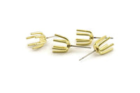 Brass Claw Earring, 8 Raw Brass 6 Claw Stud Earrings (21mm) N1135