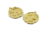 Brass Moon Charm, Raw Brass Moon And Sun Charms With 1 Loop (32x27mm) N1140