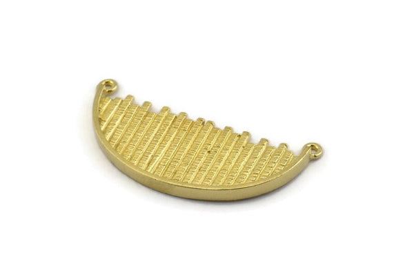 Brass Semi Circle, Raw Brass Semi Circle Charms With 2 Holes (37x15mm) N1139