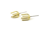 Brass Claw Earring, 8 Raw Brass 4 Claw Stud Earrings (23mm) N1136