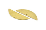 Brass Semi Circle, Hammered Raw Brass Half Moon Blanks With 2 Holes, Charms, Findings (51x16x1mm) N0922