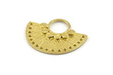 Semi Circle Charm, Raw Brass Semi Circle Charms With 17 Holes, Pendants, Earrings, Findings (31x25mm) N0935