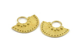 Semi Circle Charm, Raw Brass Semi Circle Charms With 17 Holes, Pendants, Earrings, Findings (31x25mm) N0935