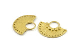 Semi Circle Charm, Raw Brass Semi Circle Charms With 17 Holes, Pendants, Earrings, Findings (31x25mm) N0935