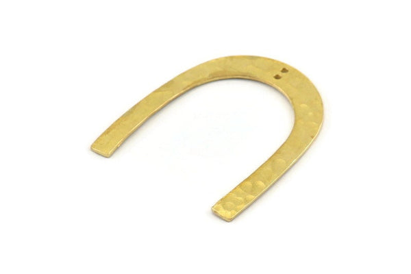 Brass Geometric Charm, Hammered Raw Brass U Shaped Pendants With 2 Holes, Charms, Findings (42x36x1mm) N0931