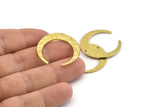 Brass Moon Charm, Hammered Raw Brass Crescent Moon Charms With 1 Hole, Findings (28x29x6x1mm) N0933