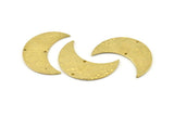 Brass Moon Charm, Hammered Raw Brass Moons with 2 Holes, Necklace Horn Charm (36x15x1mm) N0932